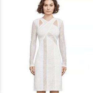 BCBGMaxAzria White Mesh Jaylynn Dress - Size Large